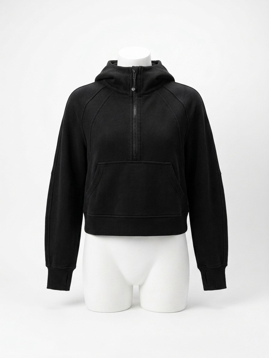 lululemon athletica Sweaters - Lululemon Scuba Oversized Cropped Black Half-Zip Hoodie Size Small